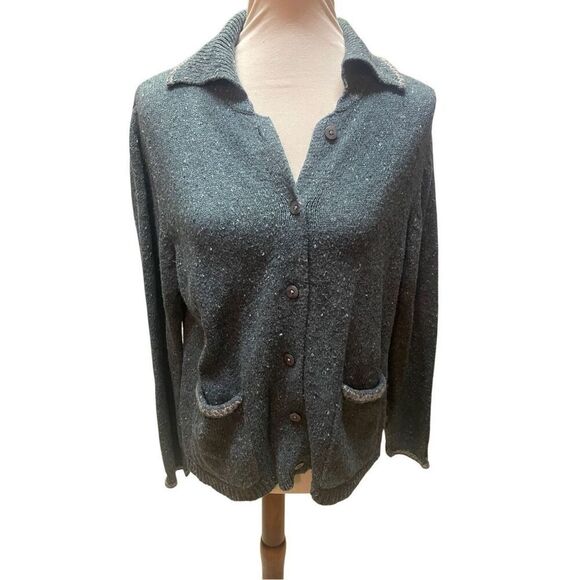 Woolrich Vintage 90’s Women’s Teal Green Speckled Knit Cardigan – Size Medium - Picture 2 of 12